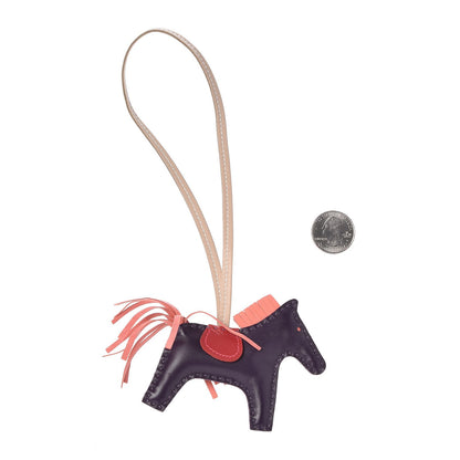 Hermes Milo Lambskin Grigri Rodeo Horse Bag Charm PM Raisin Flamingo Rouge Vif Argile 2 of 4
