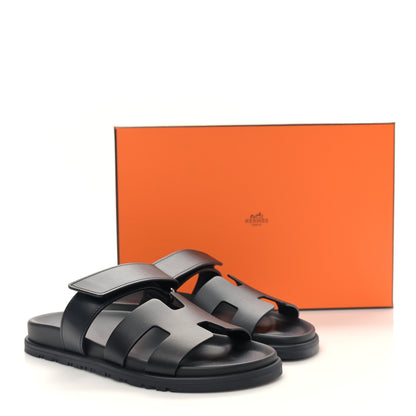 Hermes Calfskin Womens Chypre Sandals 37 Black 9 of 9