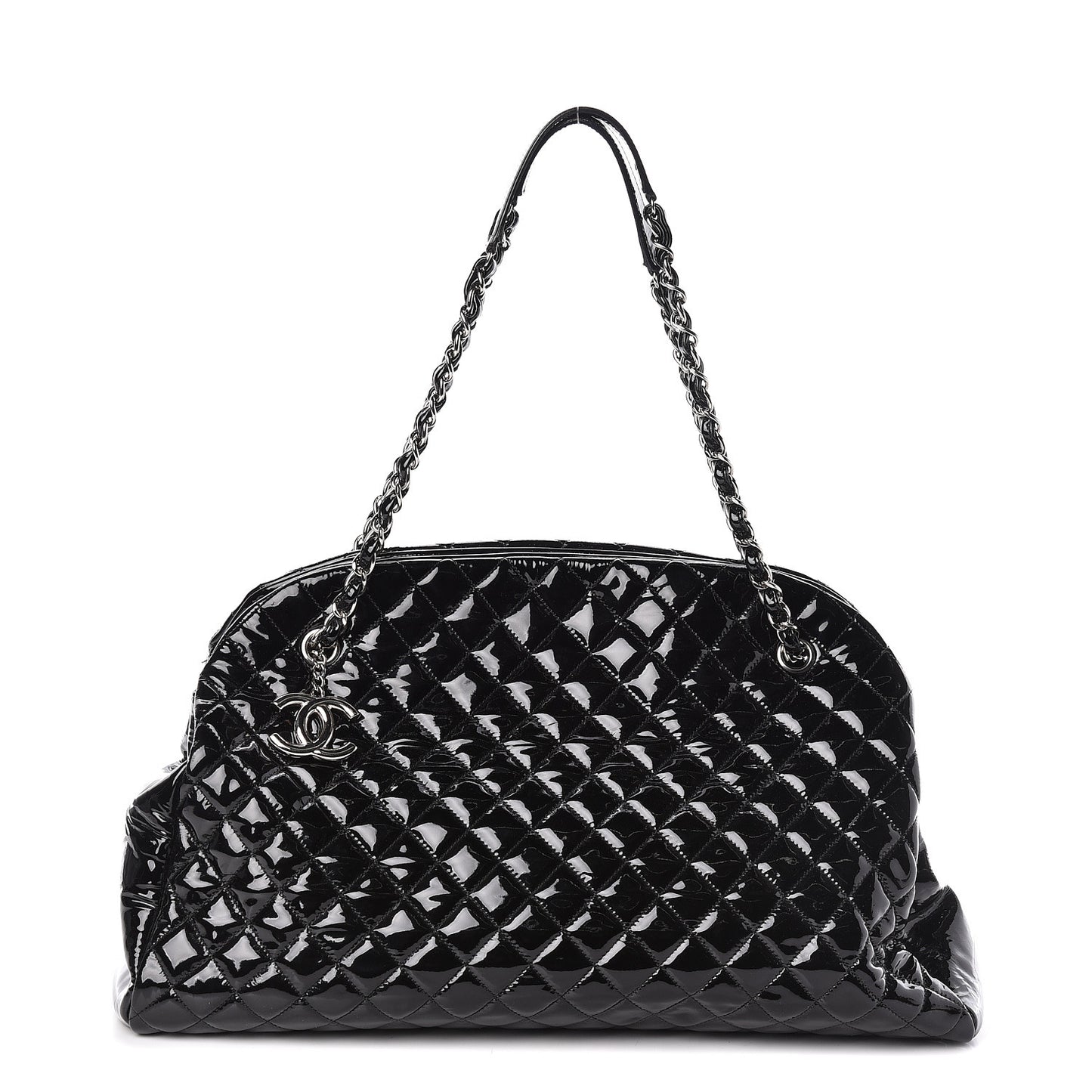 Patent Quilted Maxi Just Mademoiselle Bowling Bag Black