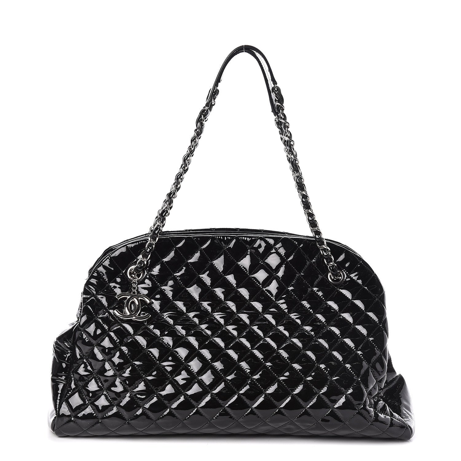 Chanel Patent Quilted Maxi Just Mademoiselle Bowling Bag Black 1 of 10