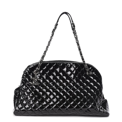 Chanel Patent Quilted Maxi Just Mademoiselle Bowling Bag Black 1 of 10