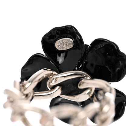 Chanel Palladium Resin CC Camellia Ring 7.5 Black 5 of 5
