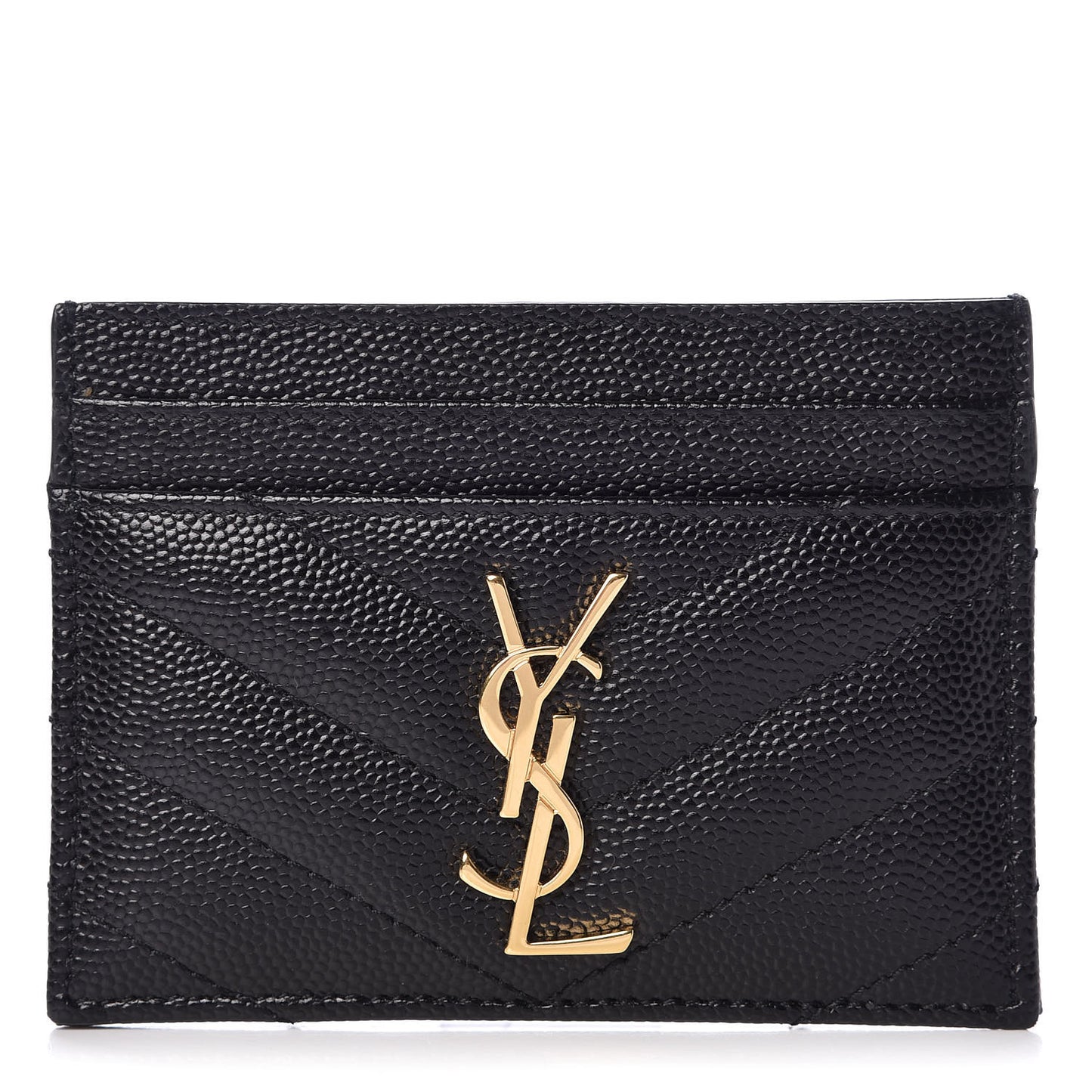 Grain De Poudre Matelasse Chevron Monogram Credit Card Case Black