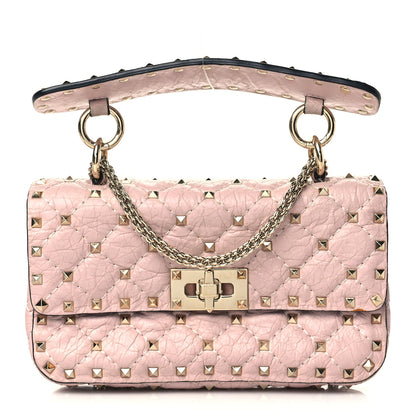 Valentino Garavani Craquele Nappa Small Rockstud Spike Shoulder Bag Water Rose 1 of 8