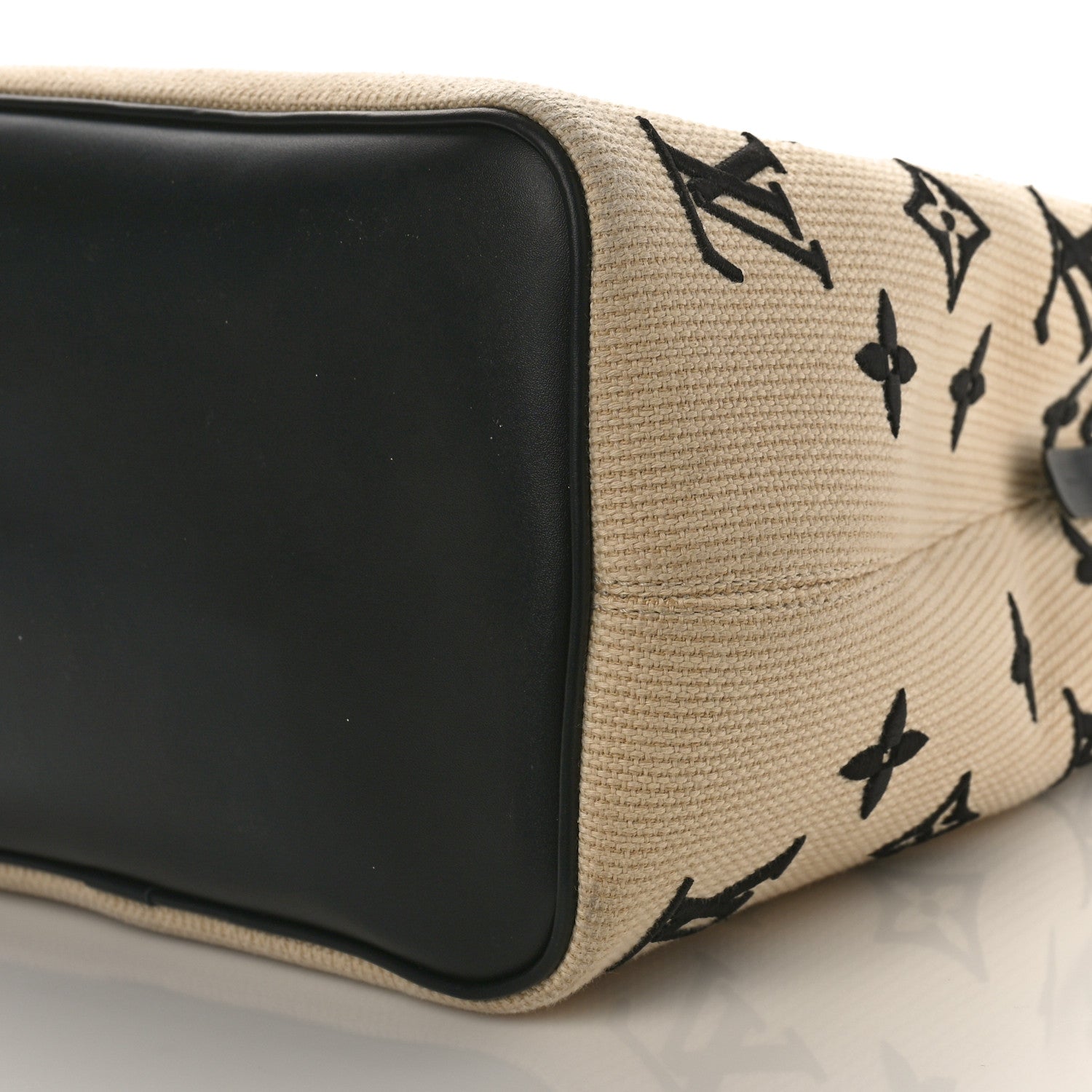 Louis Vuitton Cotton Monogram Embroidered Neonoe MM Beige Black 7 of 7