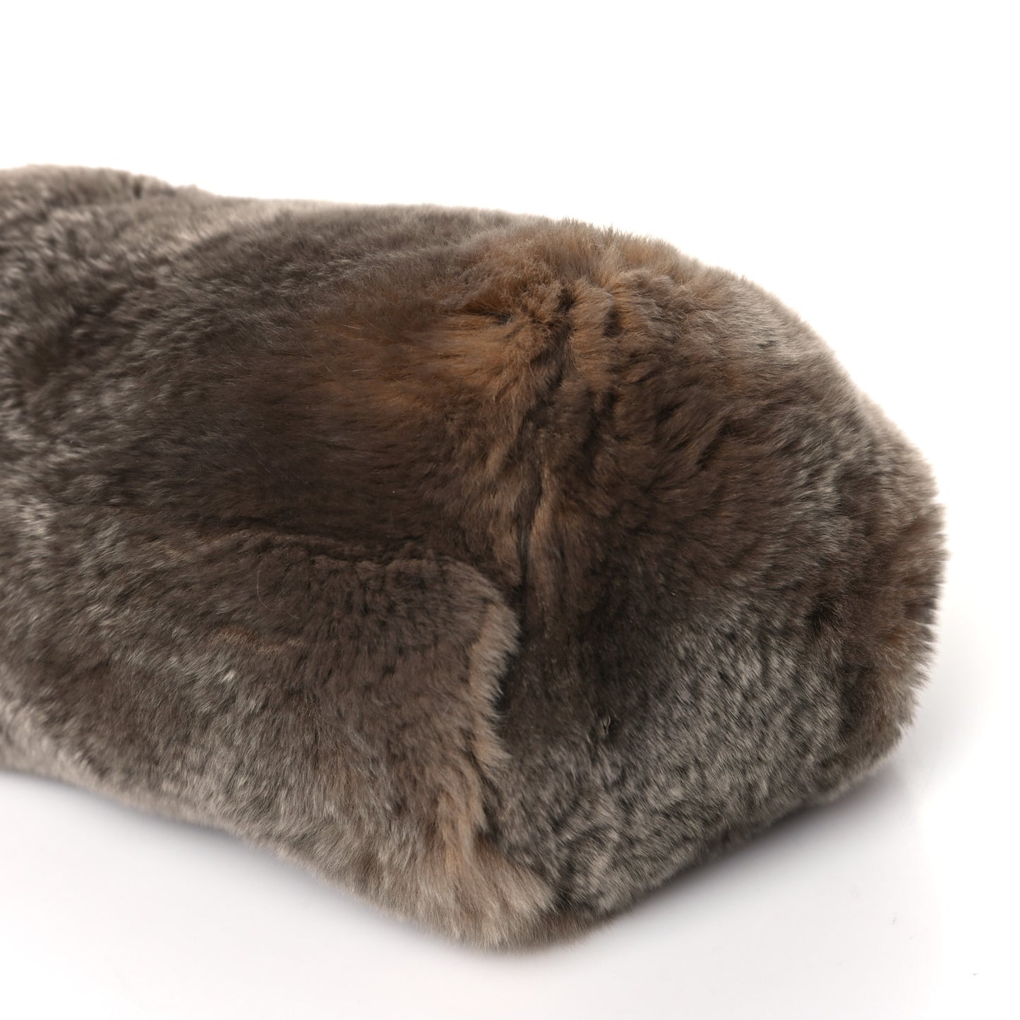 Rabbit Fur Kiss Lock Chain Clutch Brown