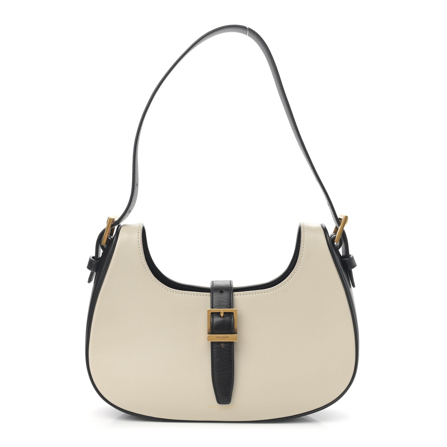 Saint Laurent Shiny Calfskin Le Fermoir Hobo Blanc Vintage Black 1 of 10