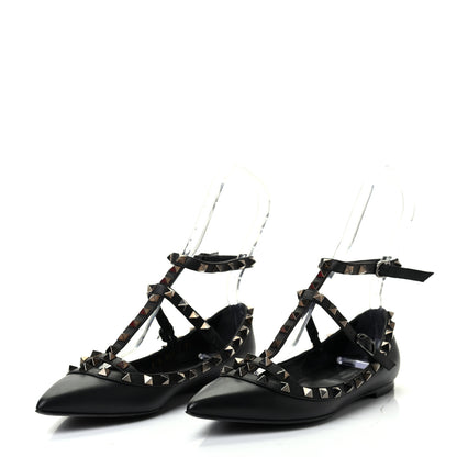 Valentino Garavani Nappa Rockstud Cage Ballerina Flats 36 Black 3 of 9