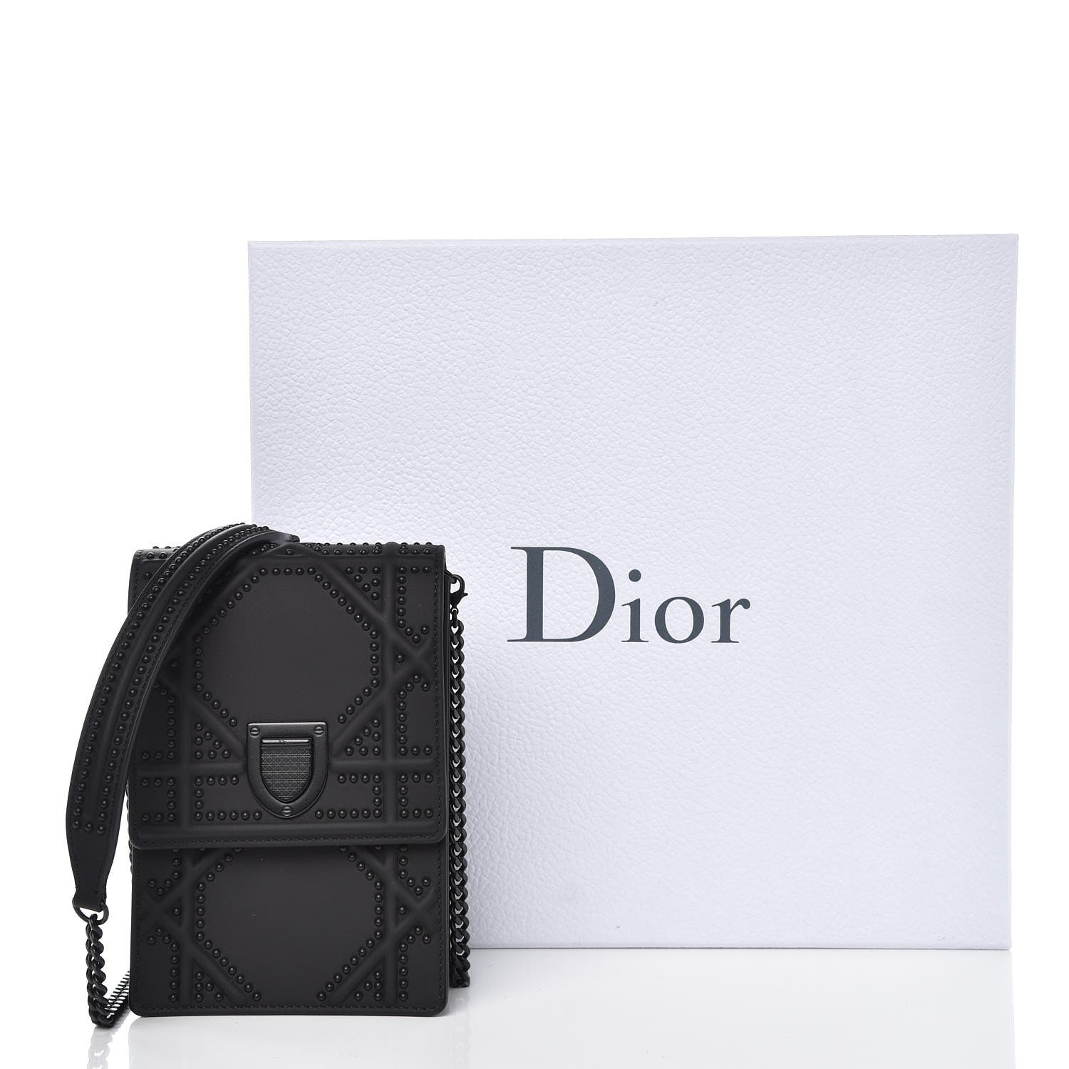 Christian Dior Ultra Matte Calfskin Studded Vertical Diorama Black 8 of 8