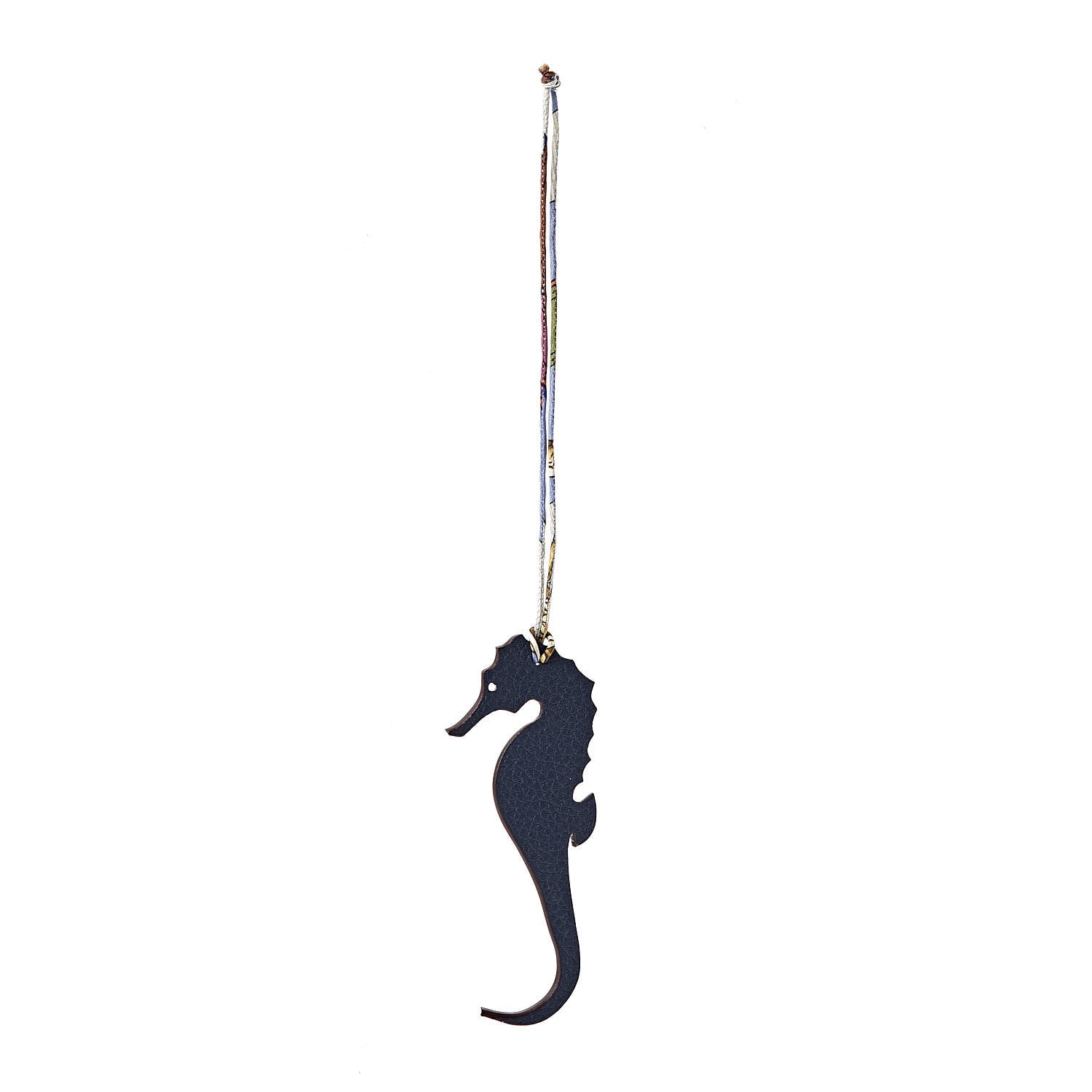Hermes Epsom Togo Petit H Seahorse Bag Charm Capucine Bleu Saphir 1 of 4