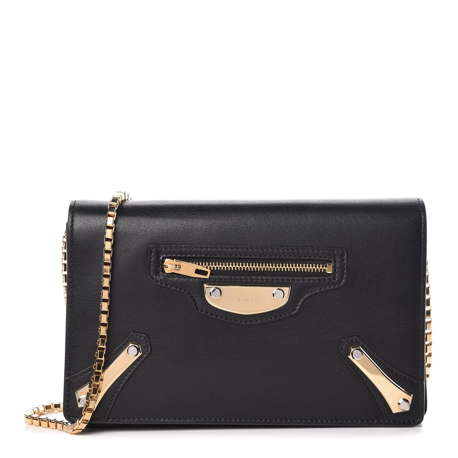 Balenciaga Veau Amp Plate Gold Chain Wallet Black 1 of 11