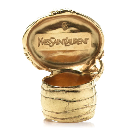 Saint Laurent Glass Cabochon Arty Ovale Ring 5 Gold Turquoise 3 of 7