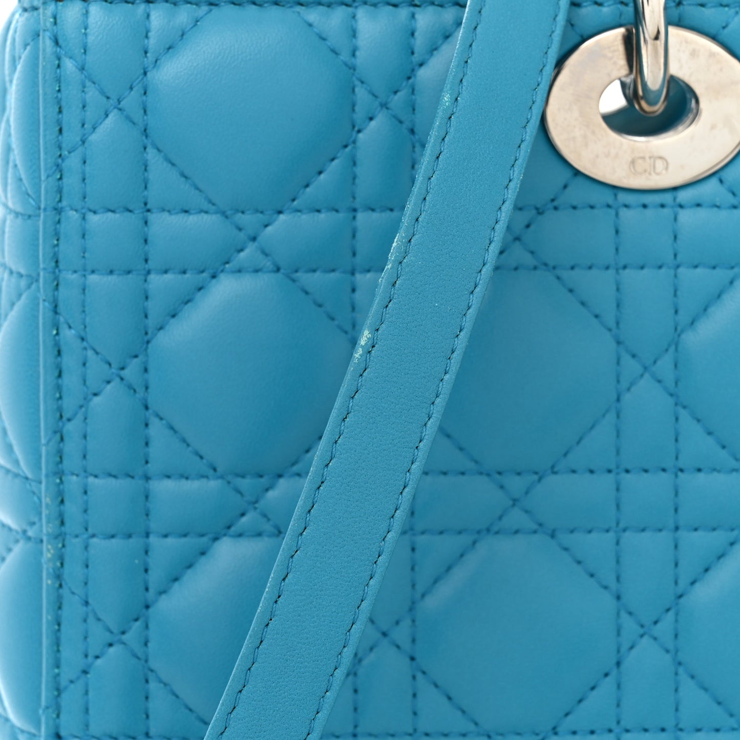 Lambskin Cannage Large Lady Dior Turquoise