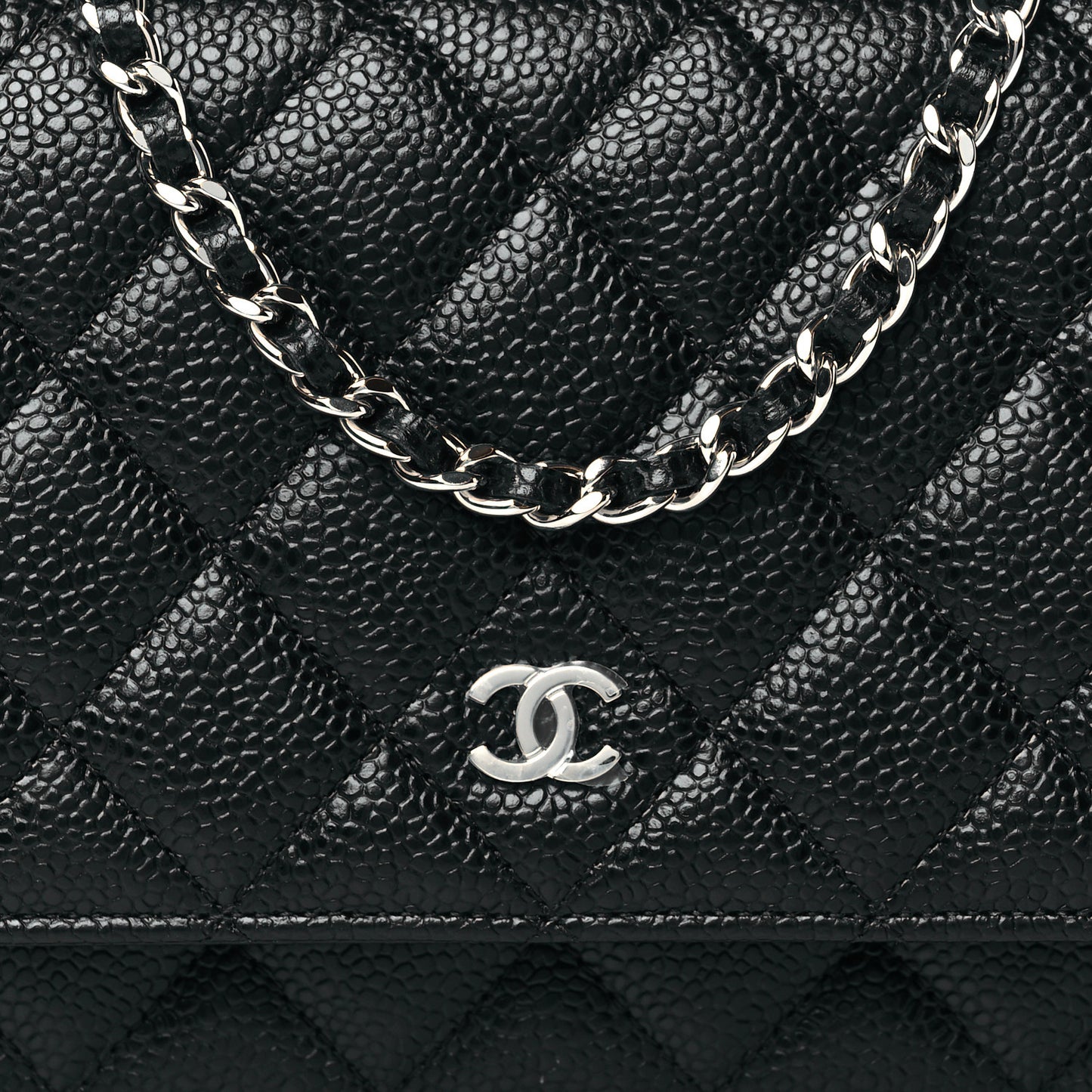 Caviar Quilted Wallet On Chain WOC Black