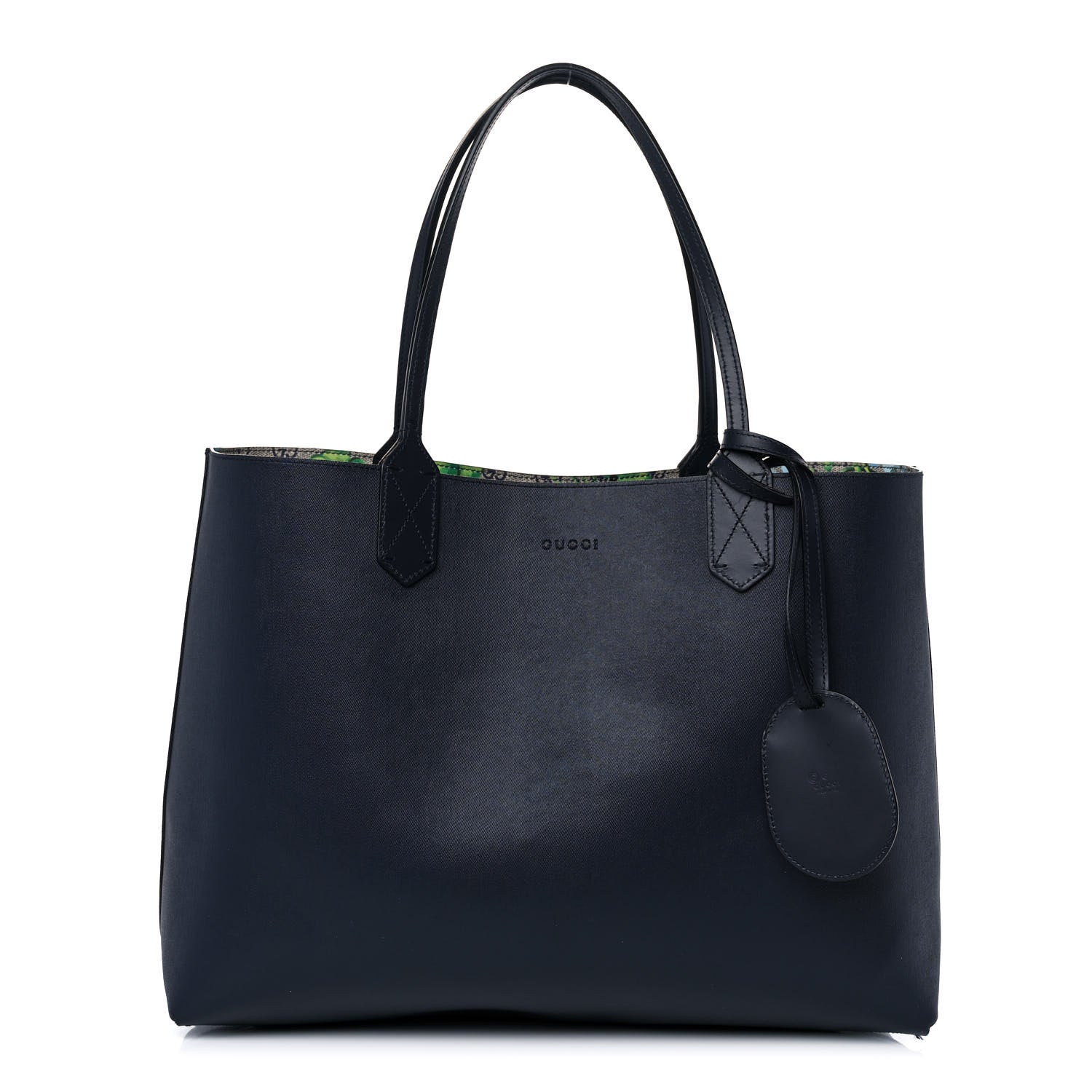 Gucci GG Supreme Monogram Blooms Medium Reversible Tote Beige Blue Navy 2 of 13