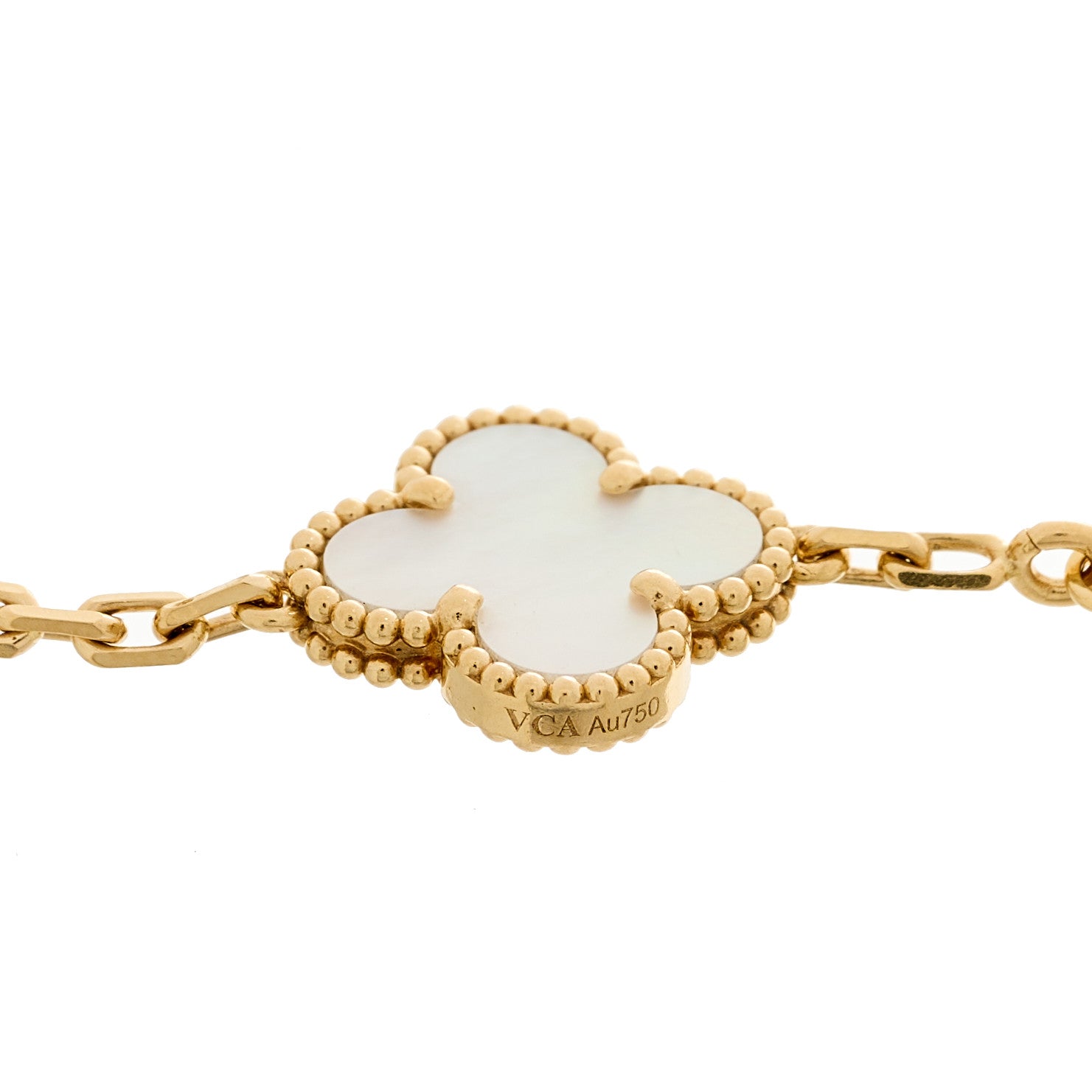 Van Cleef & Arpels 18K Yellow Gold Mother of Pearl 5 Motifs Vintage Alhambra Bracelet 5 of 5