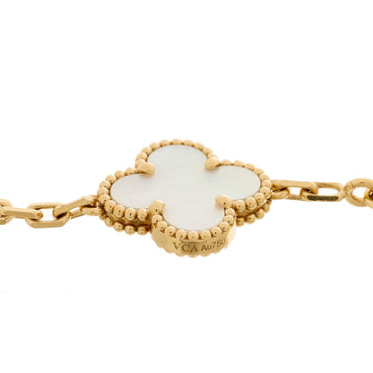 Van Cleef & Arpels 18K Yellow Gold Mother of Pearl 5 Motifs Vintage Alhambra Bracelet 5 of 5