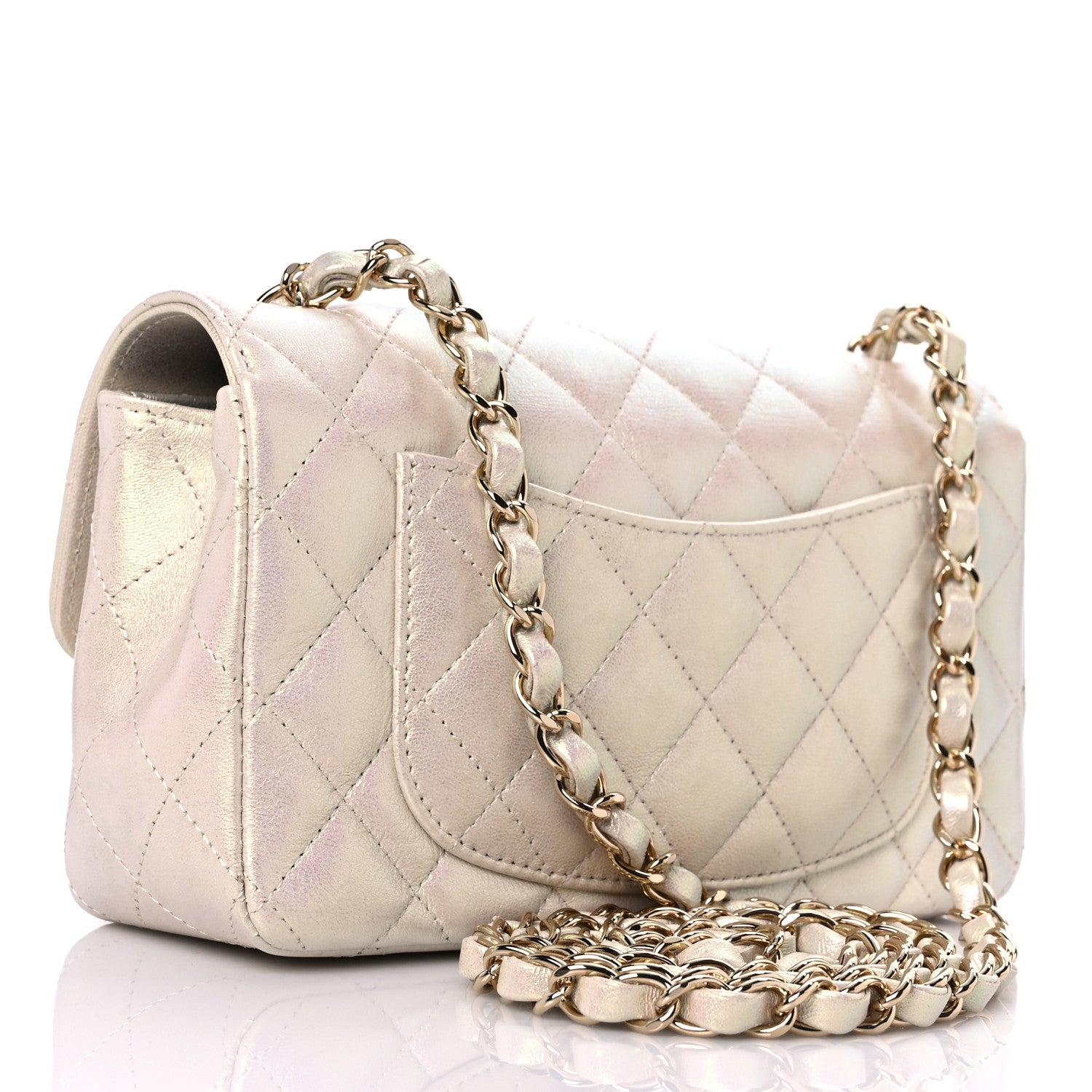 Chanel Iridescent Lambskin Quilted Mini Rectangular Flap Ivory 3 of 9