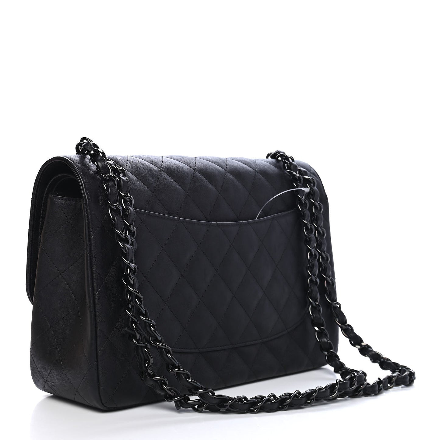 Crumpled Calfskin Quilted Jumbo Double Flap So Black