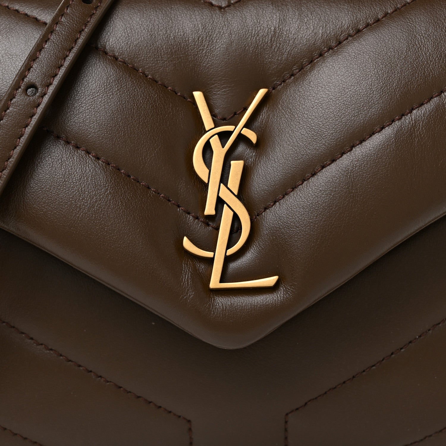 Saint Laurent Calfskin Y Quilted Monogram Toy Loulou Crossbody Bag Soil Brown 7 of 12