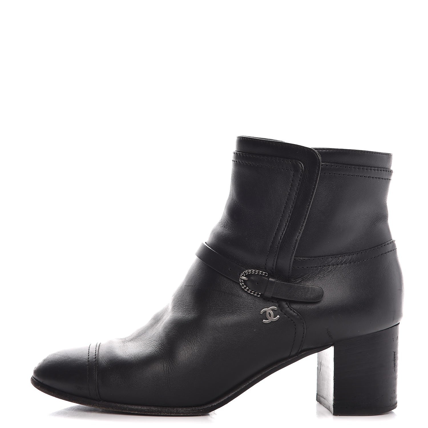 Chanel Calfskin CC Buckle Short Boots 38 Black 1 of 11