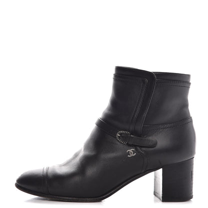 Chanel Calfskin CC Buckle Short Boots 38 Black 1 of 11