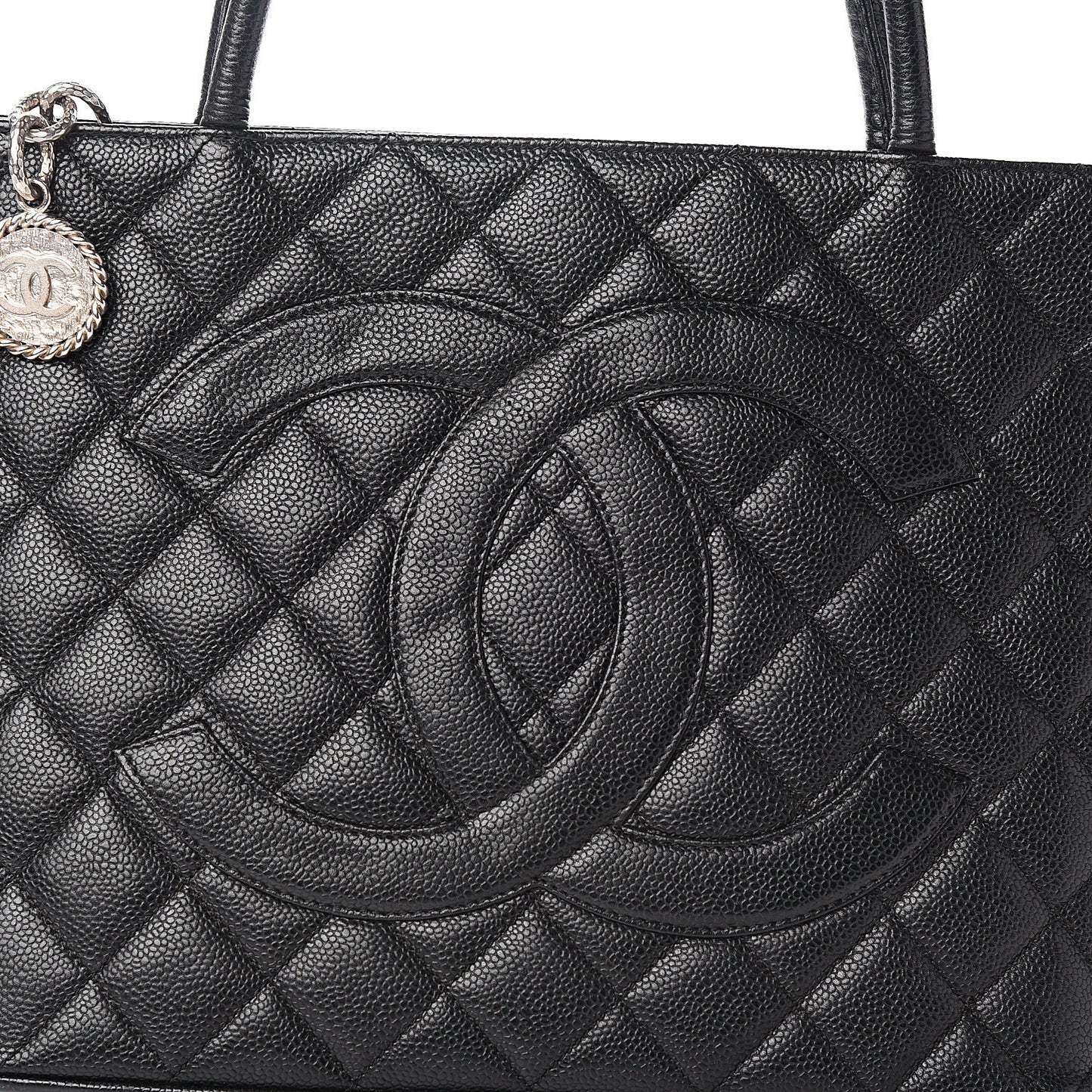 Caviar Quilted Medallion Tote Black