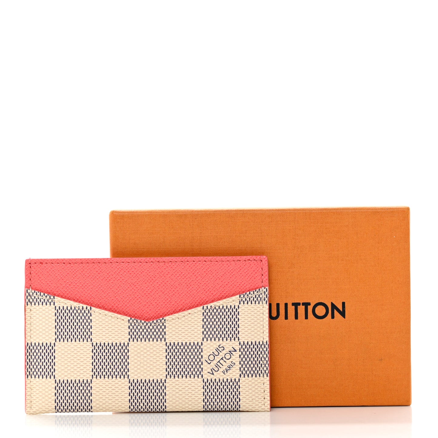 Damier Azur Daily Card Holder Rose Papaye