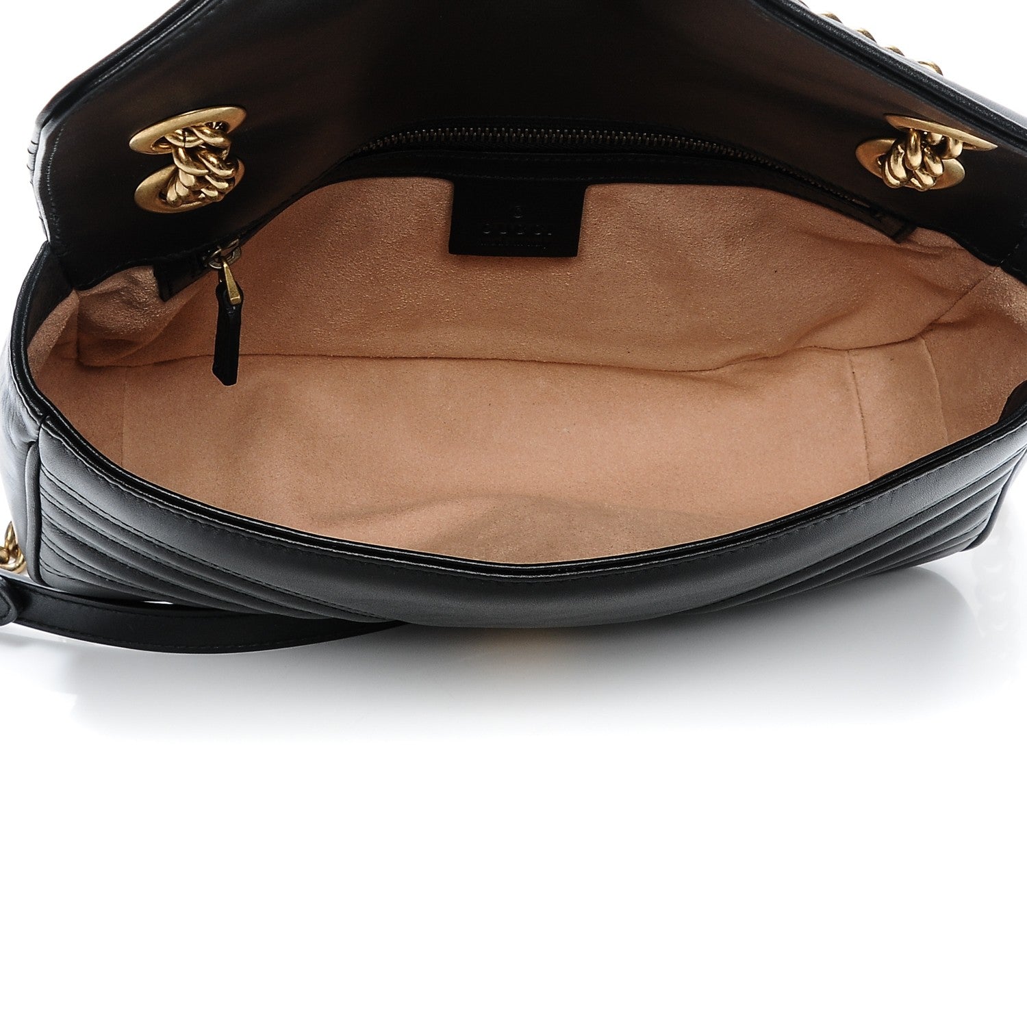 Gucci Calfskin Matelasse Small GG Marmont Shoulder Bag Black 12 of 14