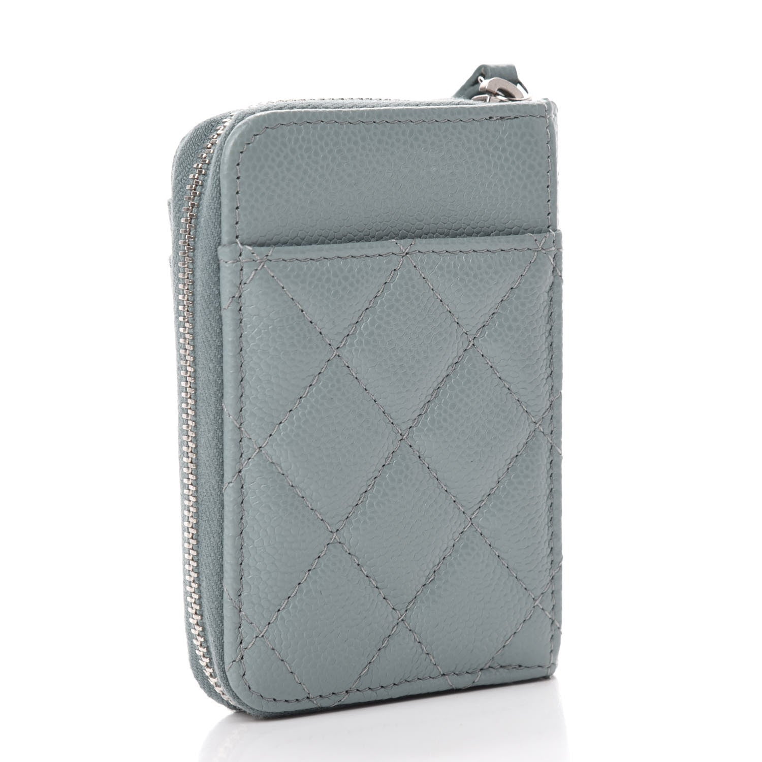 Chanel Caviar Quilted Zip Card Holder Light Blue 6 of 17