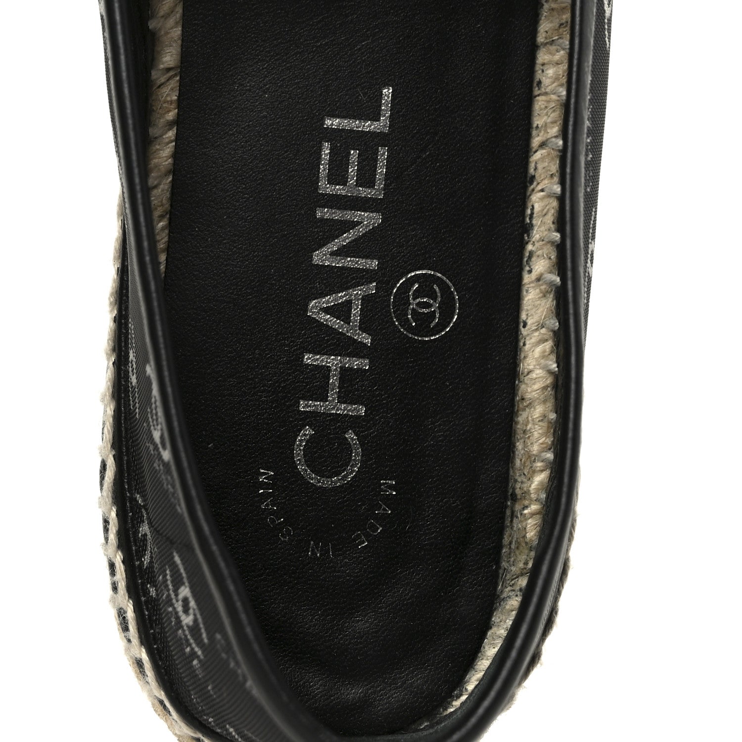 Chanel Mesh Grosgrain CC Espadrilles 38 Black White 7 of 11