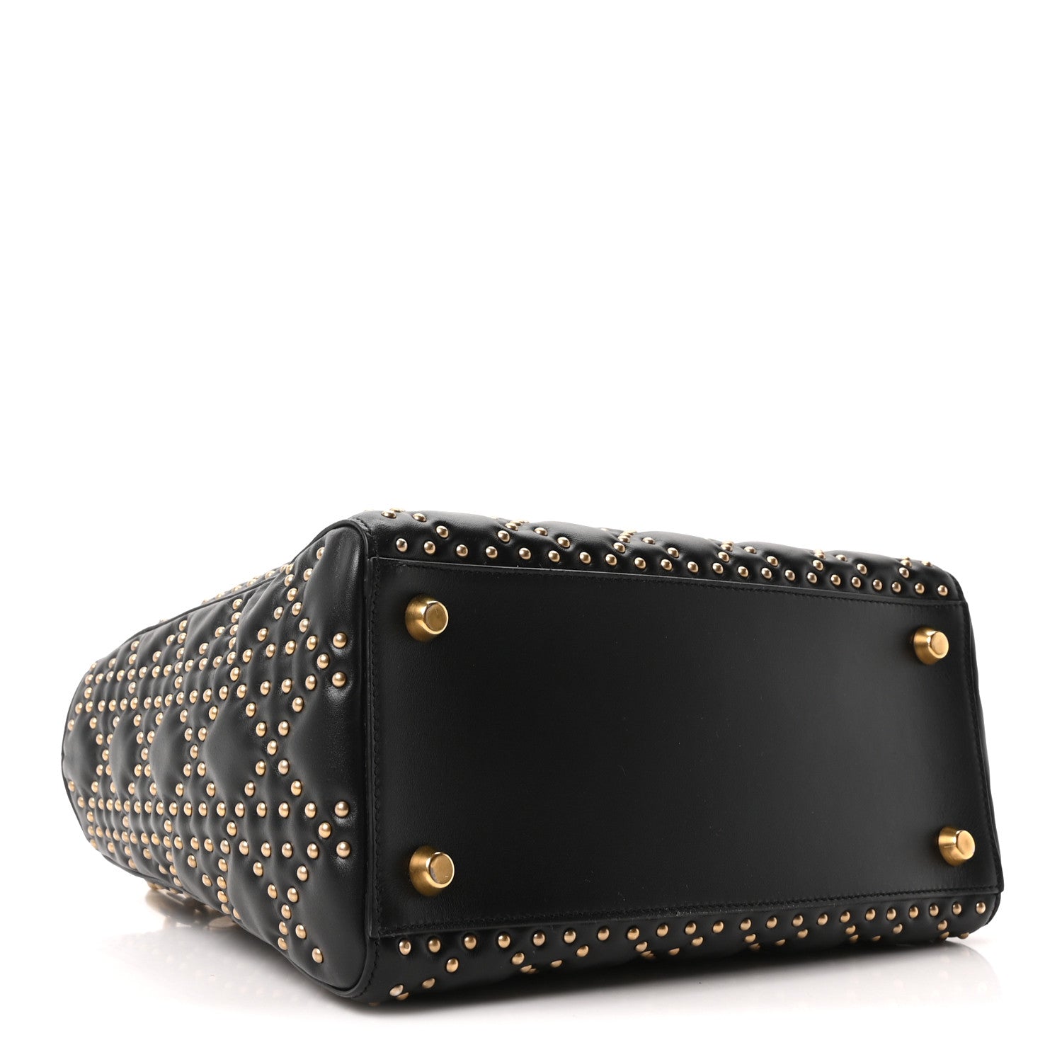 Christian Dior Calfskin Cannage Studded Medium Supple Lady Dior Black 4 of 10