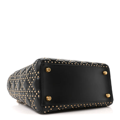 Christian Dior Calfskin Cannage Studded Medium Supple Lady Dior Black 4 of 10