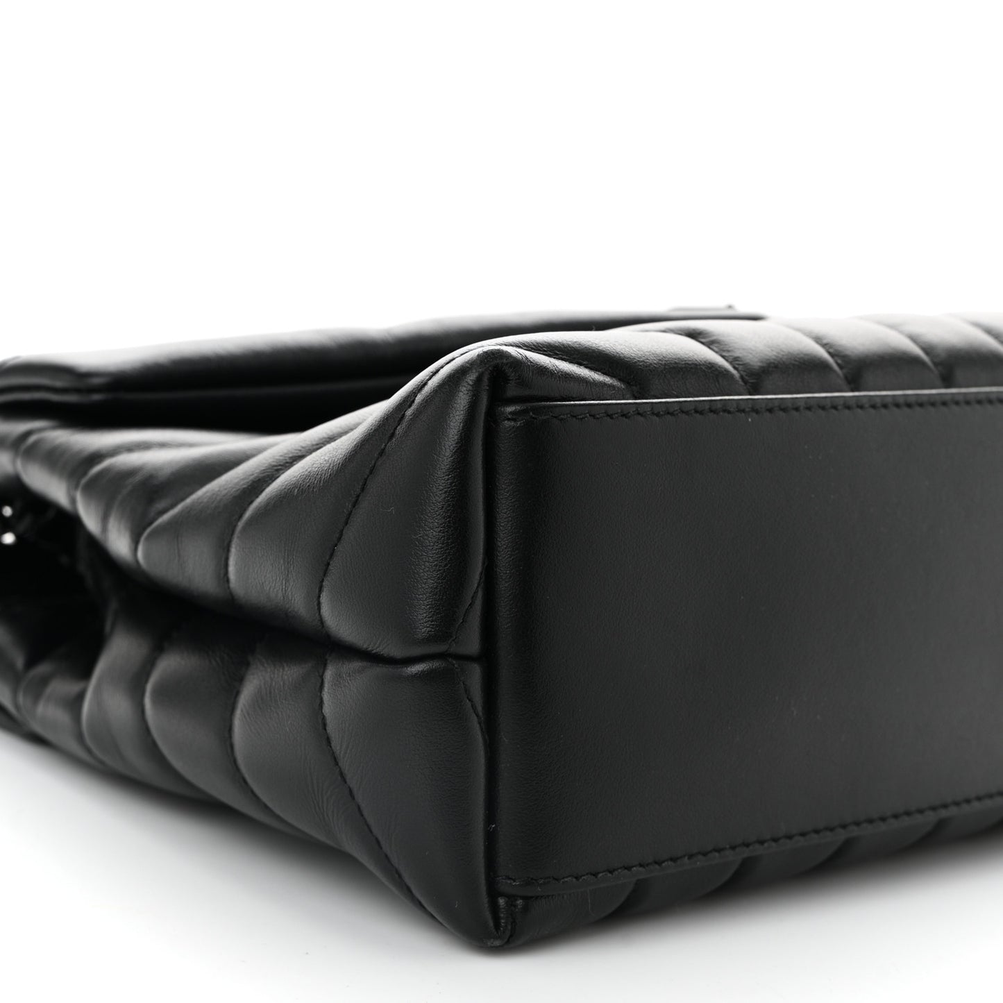 Calfskin Y Quilted Monogram Monochrome Small Loulou Chain Satchel Black