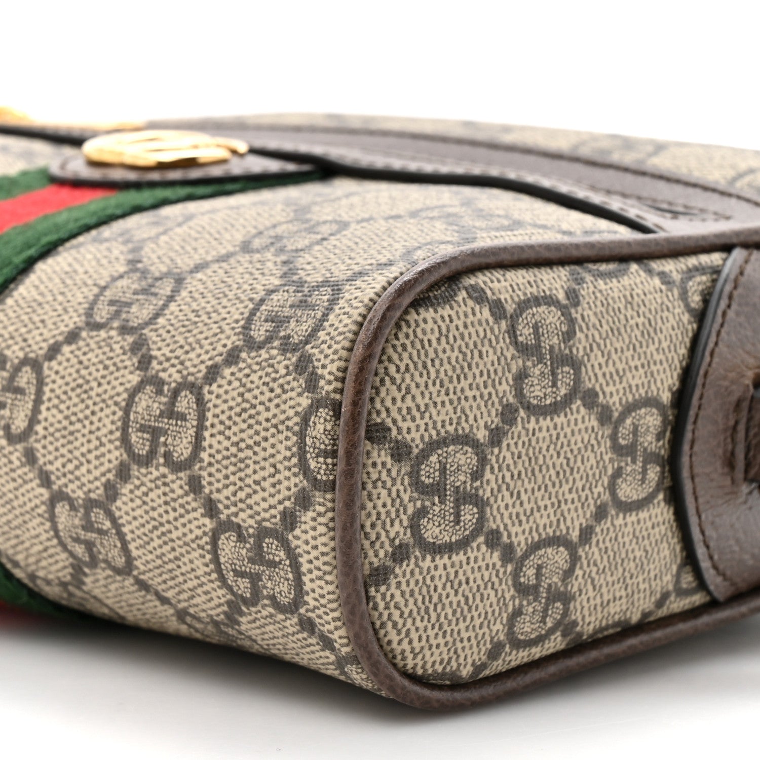 Gucci GG Supreme Monogram Textured Dollar Calfskin Mini Ophidia Shoulder Bag Beige Ebony New Acero 9 of 10