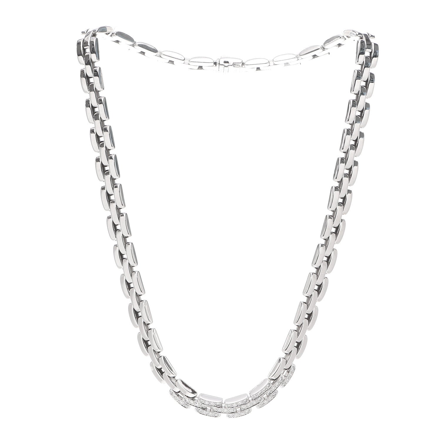 Cartier 18K White Gold Diamond Maillon Panthere Necklace 3 of 6