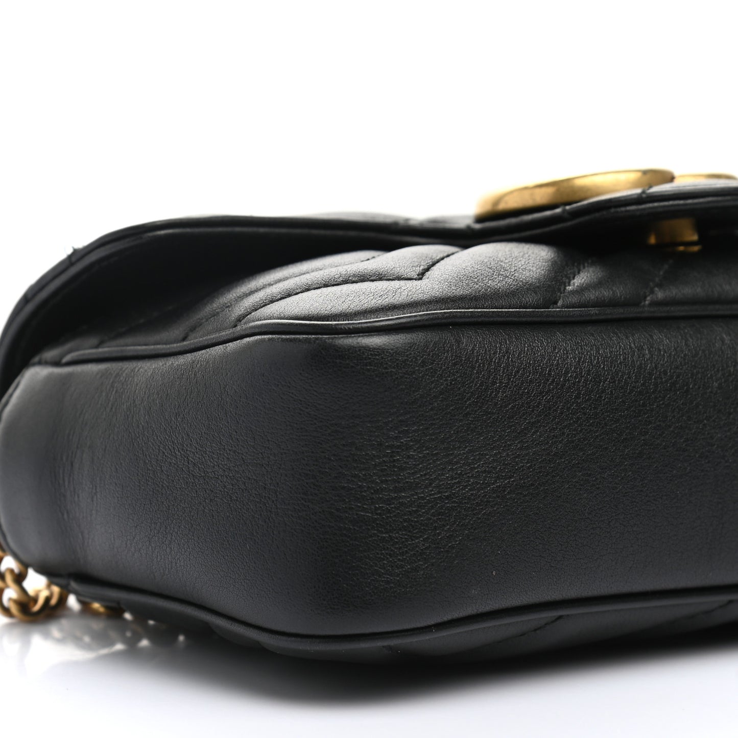 Calfskin Matelasse Super Mini GG Marmont Shoulder Bag Black