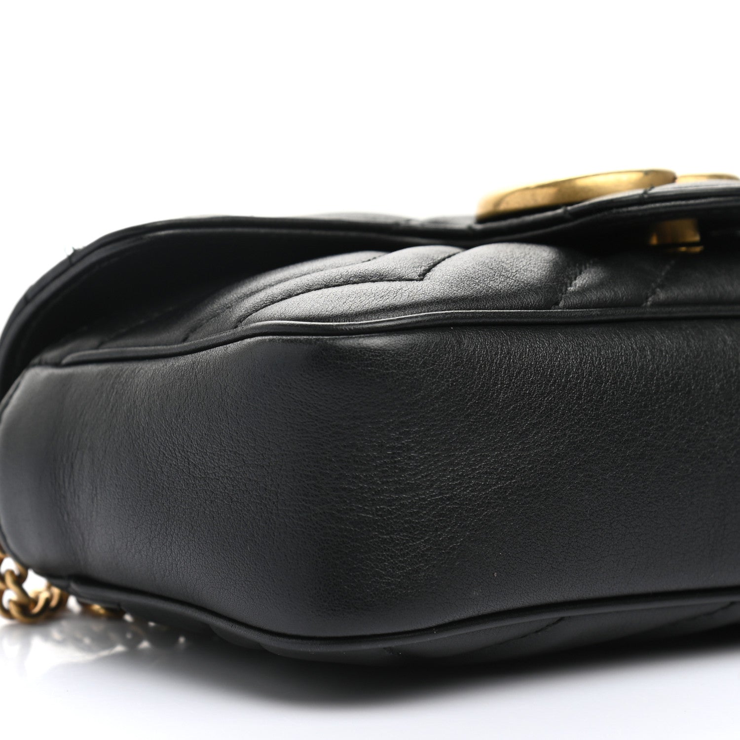 Gucci Calfskin Matelasse Super Mini GG Marmont Shoulder Bag Black 9 of 11
