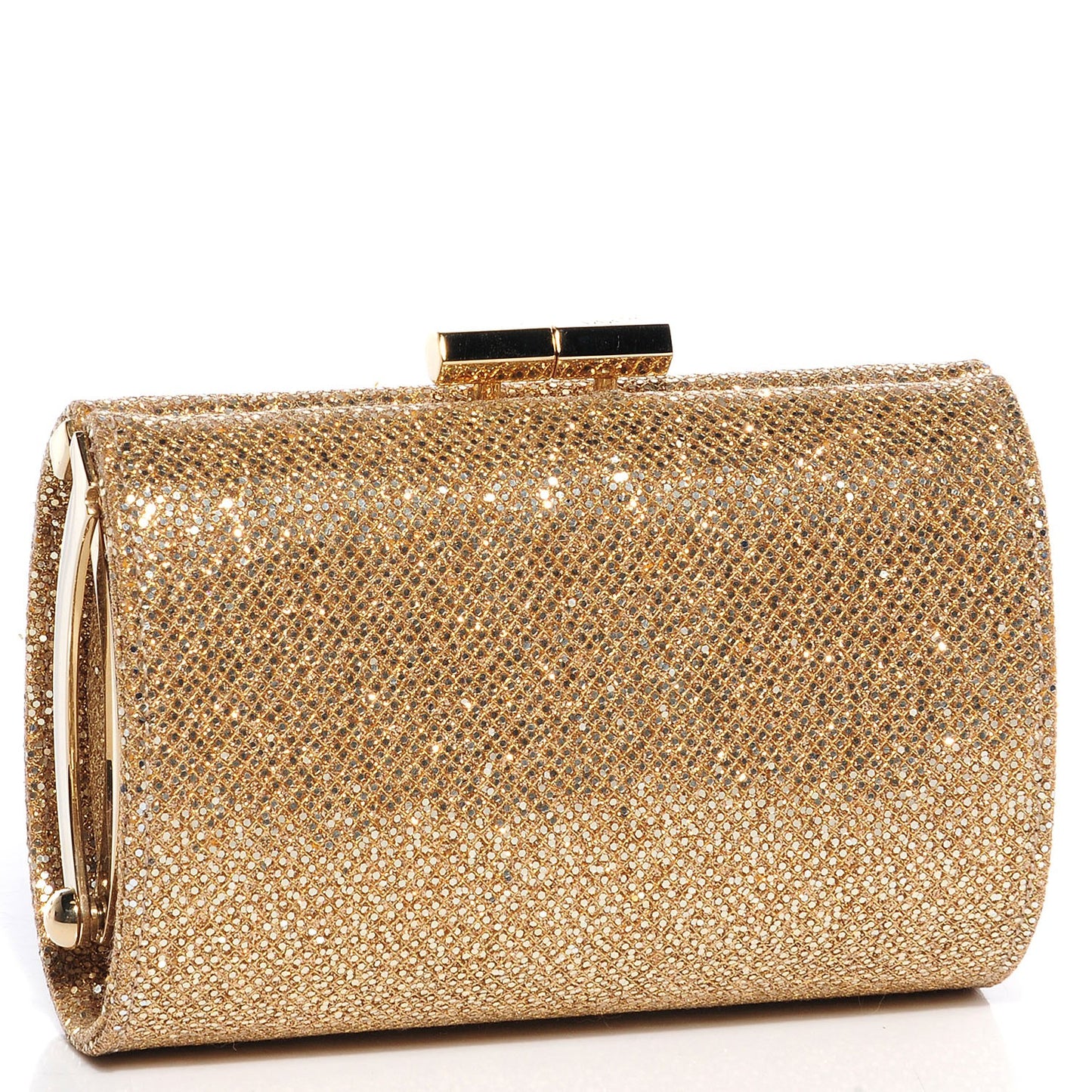 Glitter Fabric Mini Tube Clutch Gold