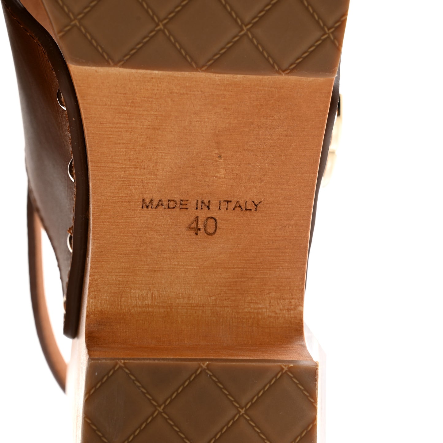 Calfskin Studded Slingback Clog Sandals 40 Dark Brown