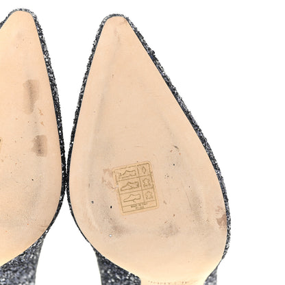 Jimmy Choo Coarse Glitter Degrade Pointy Toe Romy 100 Pumps 37.5 Navy Silver 7 of 11