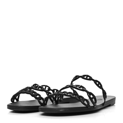 Hermes Rubber Chaine d'Ancre Rivage Sandals 40 Black 3 of 8