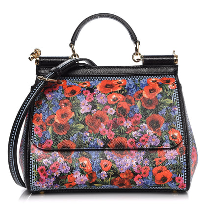 Dolce & Gabbana Dauphine Floral Print Medium Miss Sicily Satchel Black 1 of 10