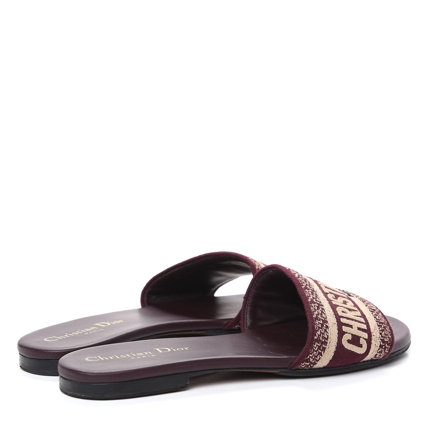 Canvas Embroidered Dway Flat Slide Sandals 37.5 Deep Amaranth