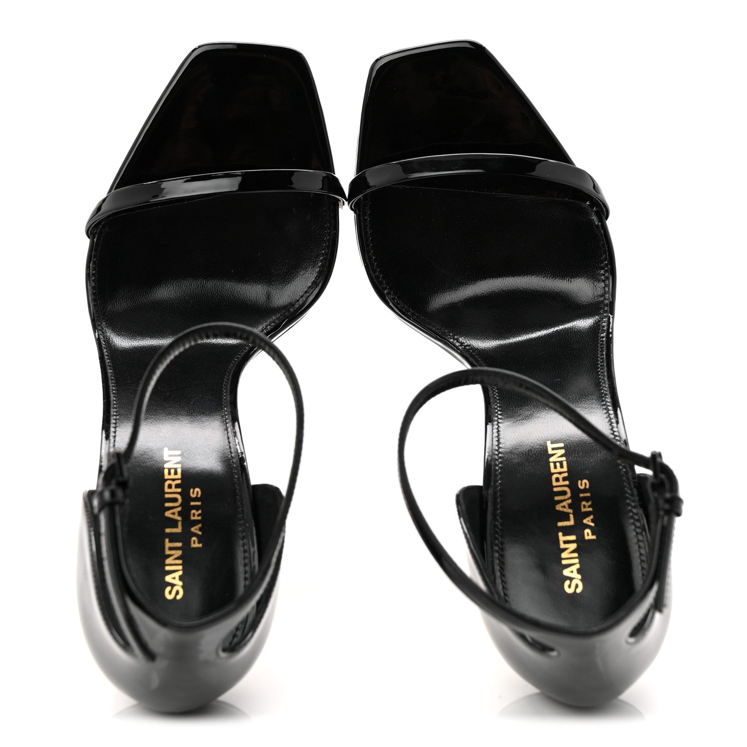 Saint Laurent Patent Calfskin Opyum 110 Sandals 40 Black Gold
