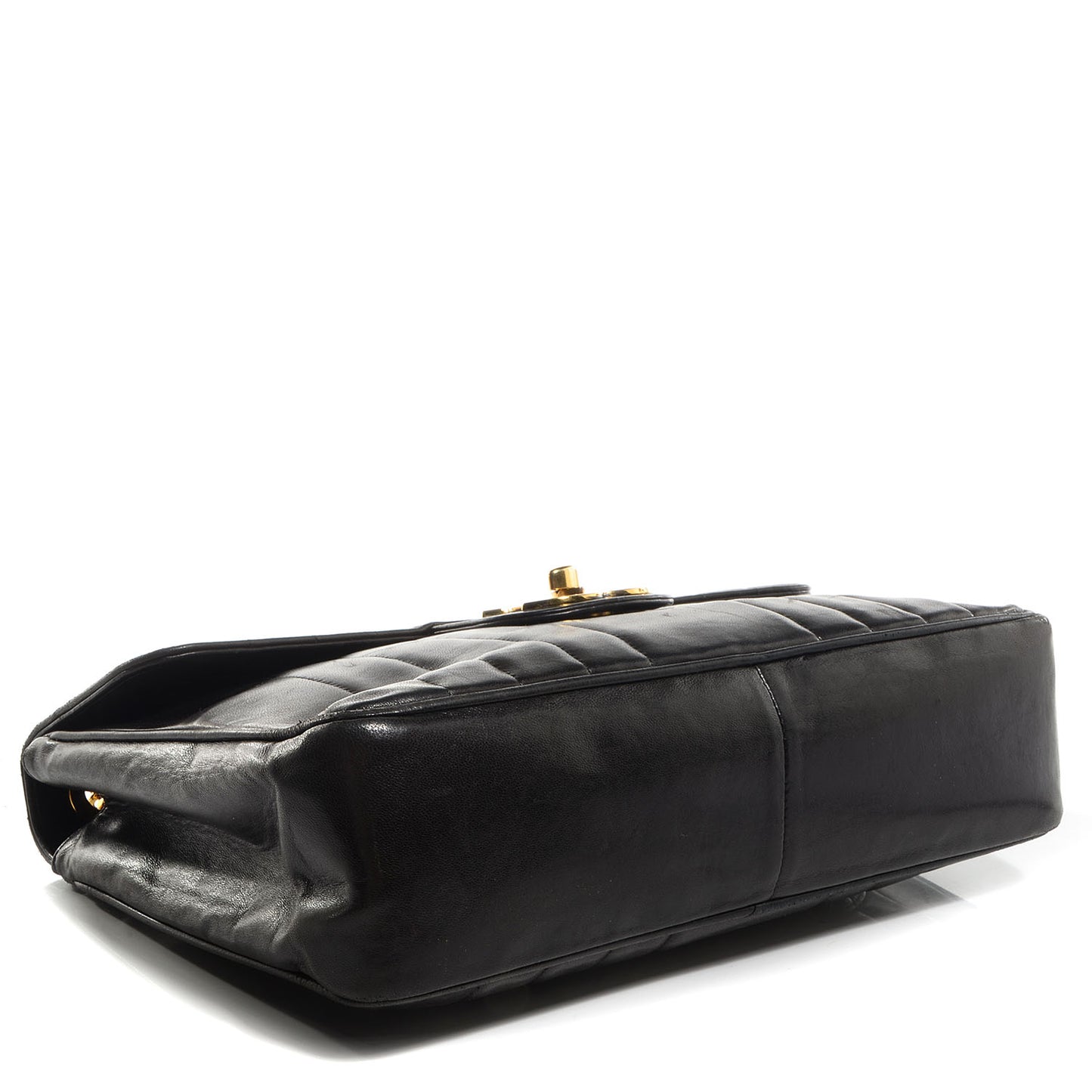 Lambskin Vertical Quilt Jumbo Flap Black