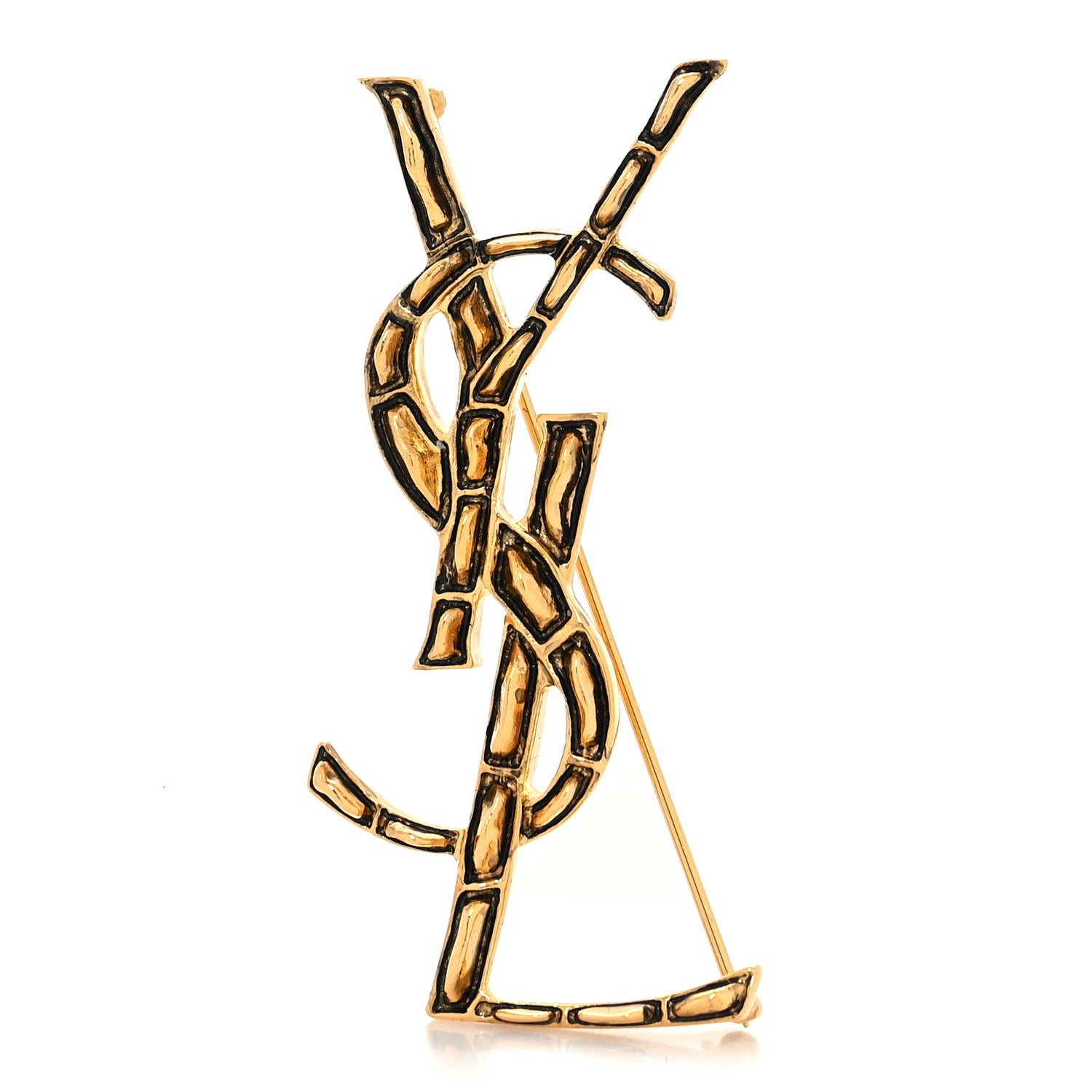 Saint Laurent Monogram Crocodile Opyum Brooch Gold 2 of 4