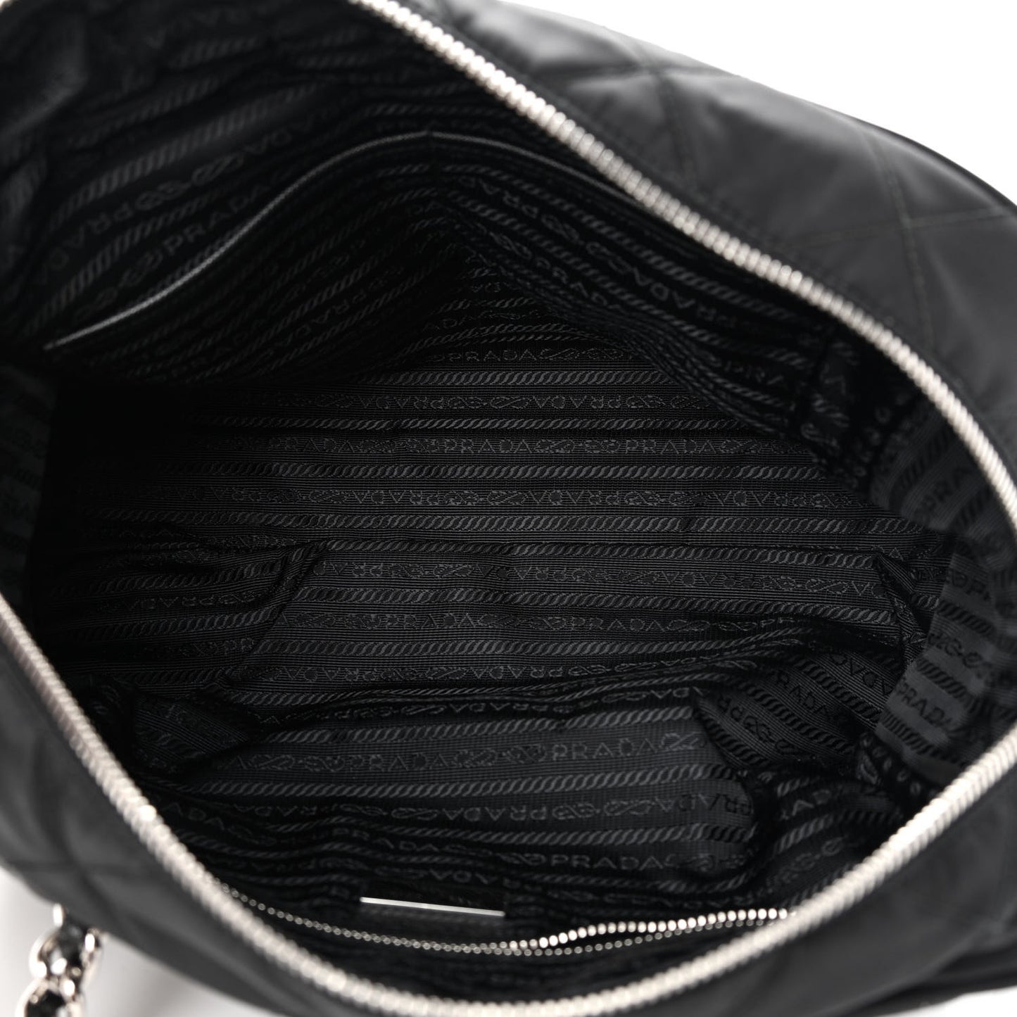 Nylon Tessuto Impuntu Quilted Shoulder Bag Black
