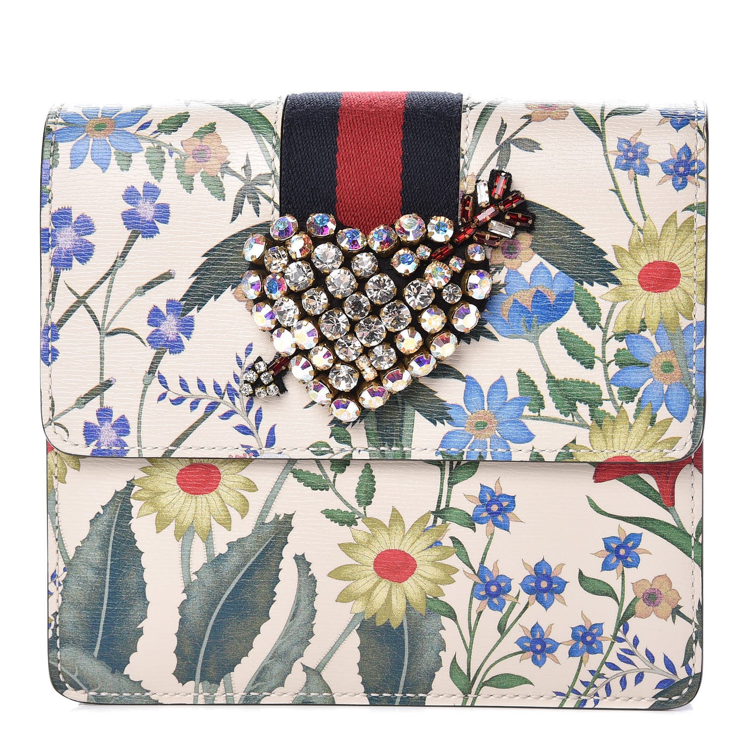 Calfskin Web Floral Crystal Heart Totem