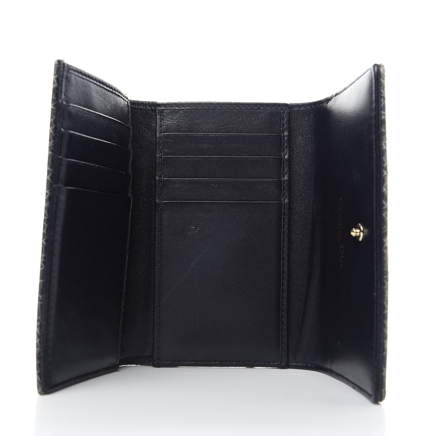 Ceramic Effect Deerskin Cannage Diorama Elancee Wallet Dark Grey